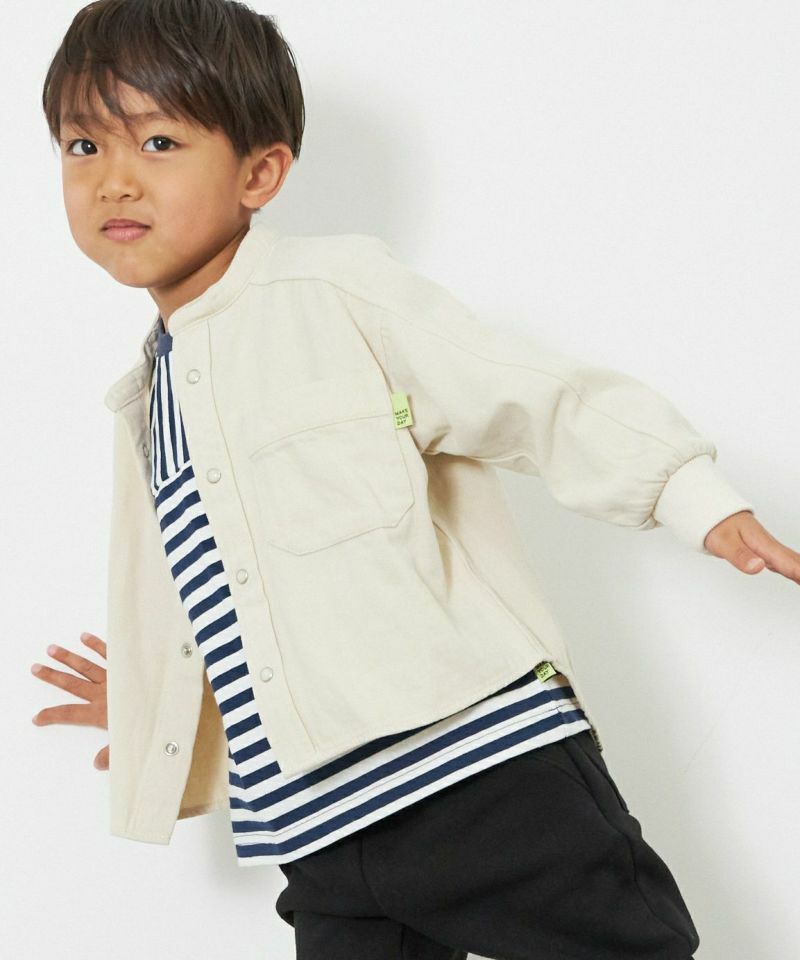 日本 MYD 純棉素色立領襯衫 / 外套 (象牙白，130) M340110