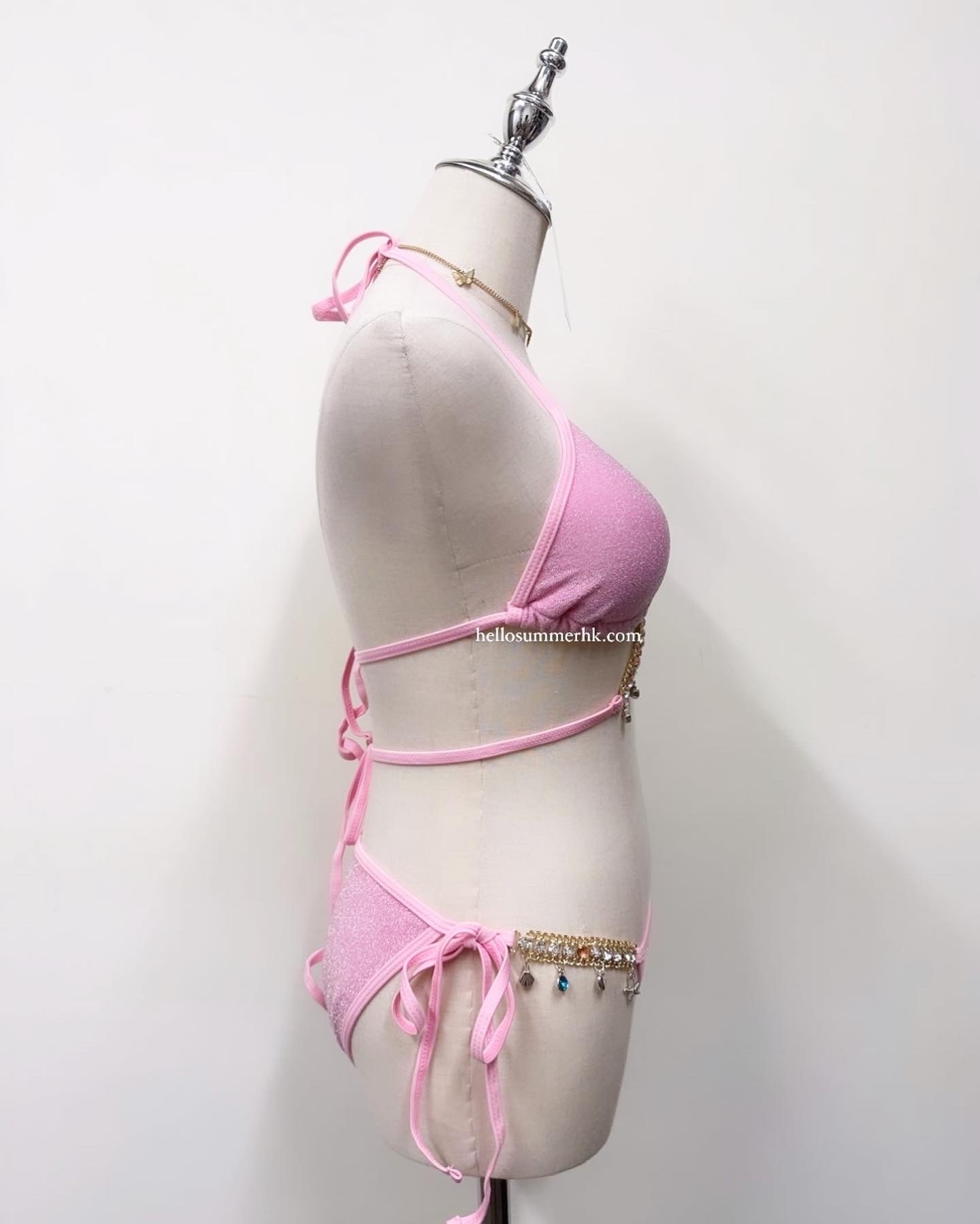 KS098P2 Princess Mermaid 3-Piece Swimsuit Bikini Set (Pink Rose)