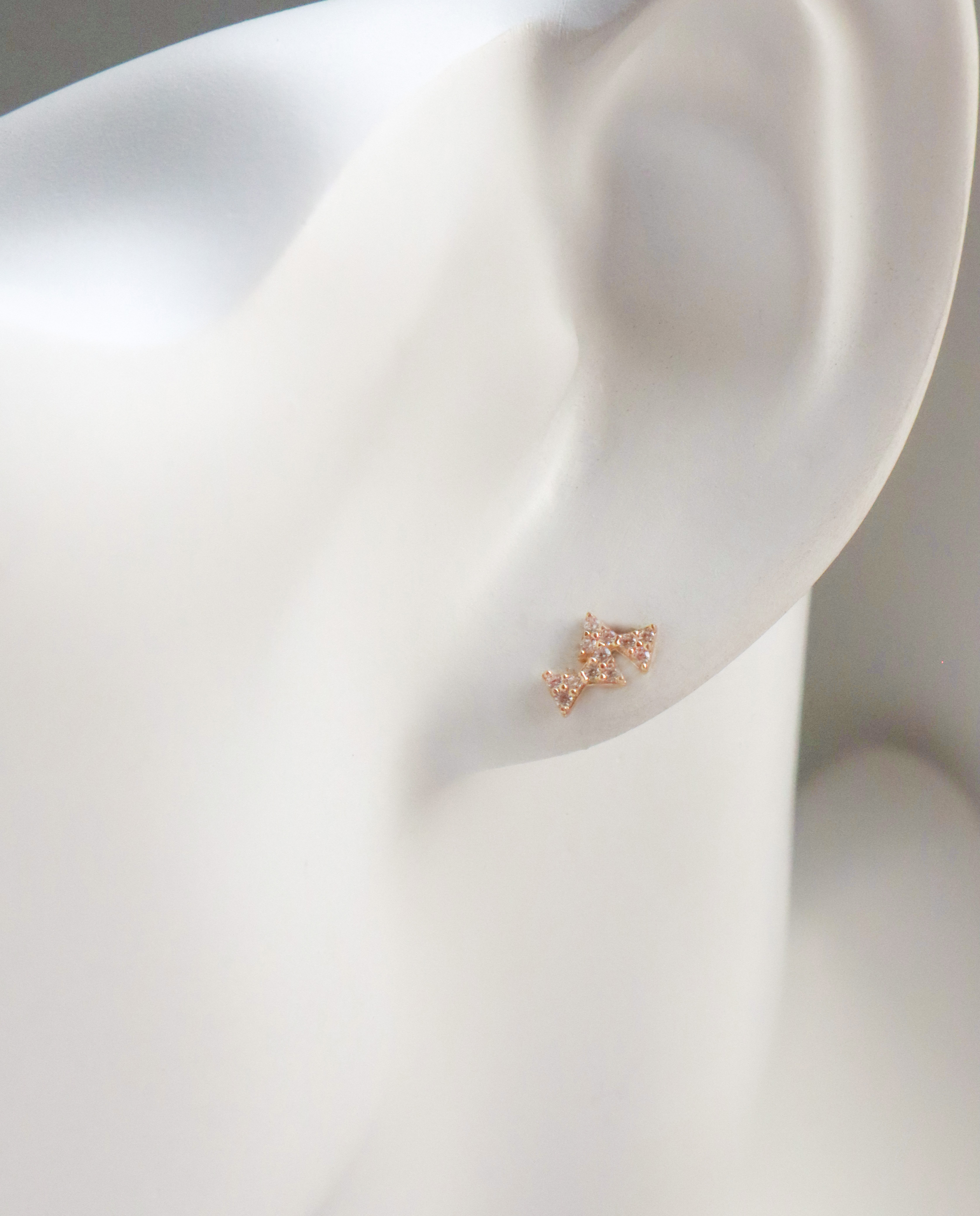 10K/雙蝴蝶結耳環