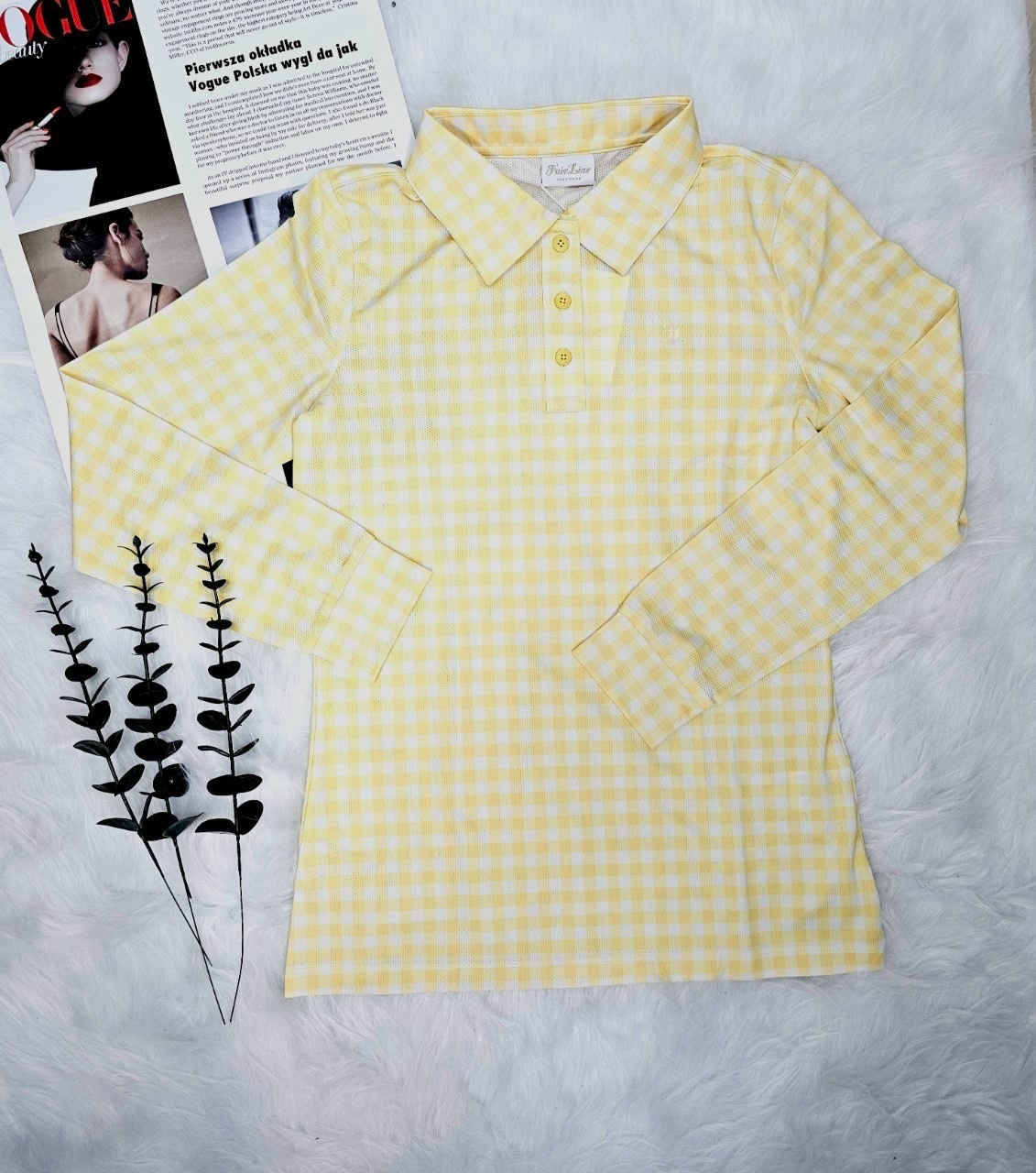 女【現貨】LPGA田仁智代言同款/韓版氣質淑女格紋彈性長袖(春秋款）/Fairliar 高爾夫球衣#ＭＷ112412