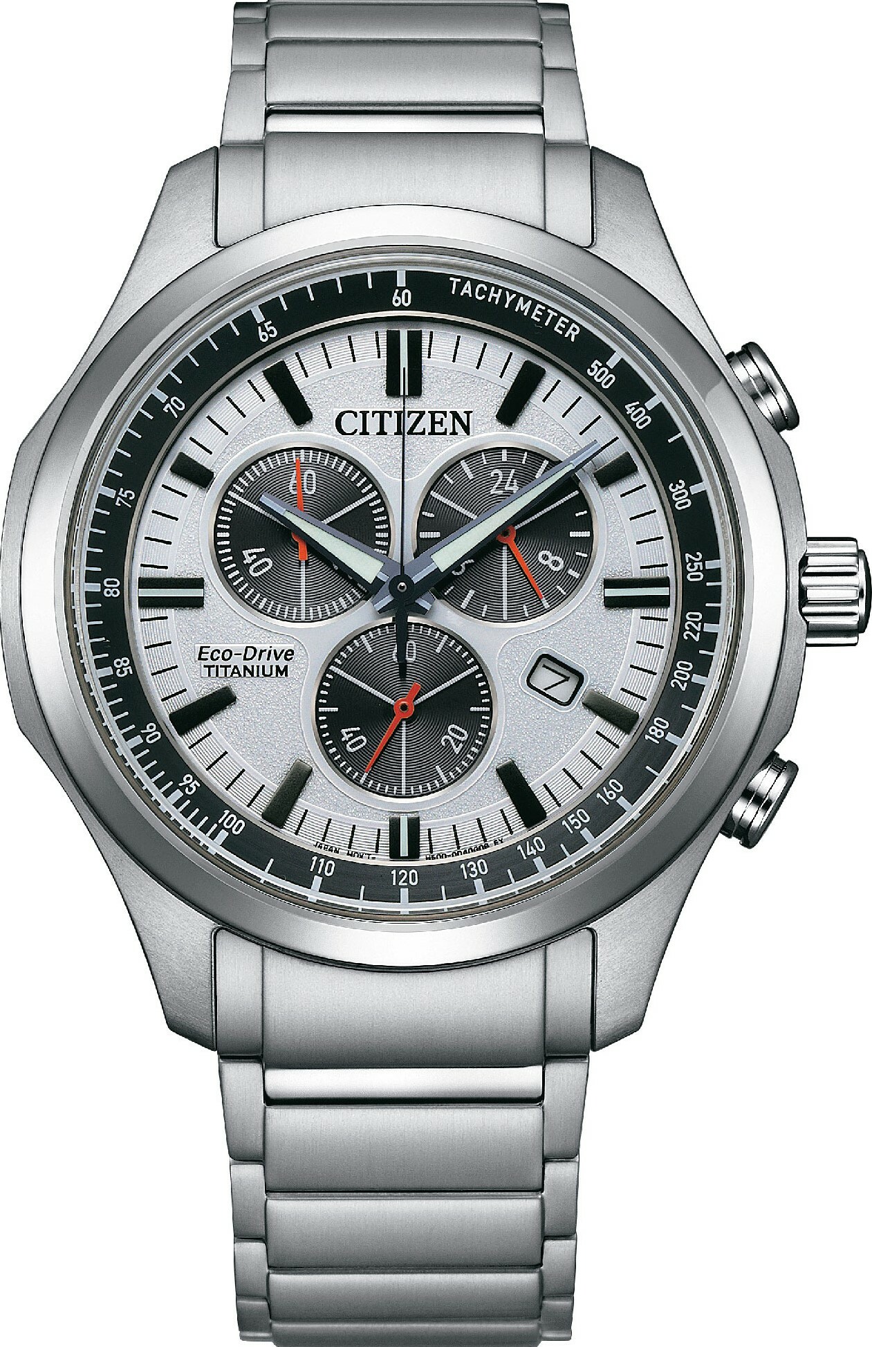 萬年鐘錶 - Citizen 星辰錶  鈦金屬熊貓三眼光動能男錶 AT2530-85A  錶徑43MM