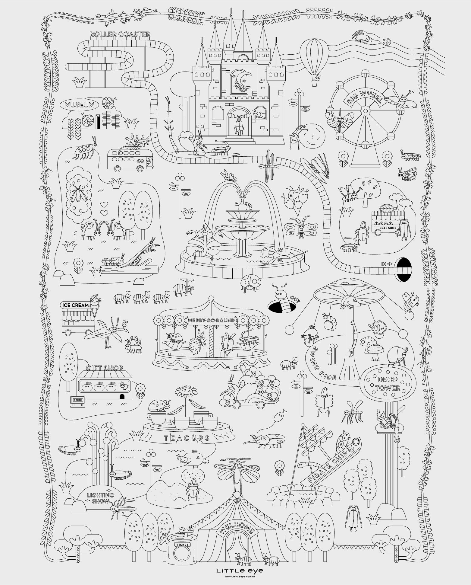 LITTLE EYE 兒童全紙塗鴉大海報-昆蟲樂園