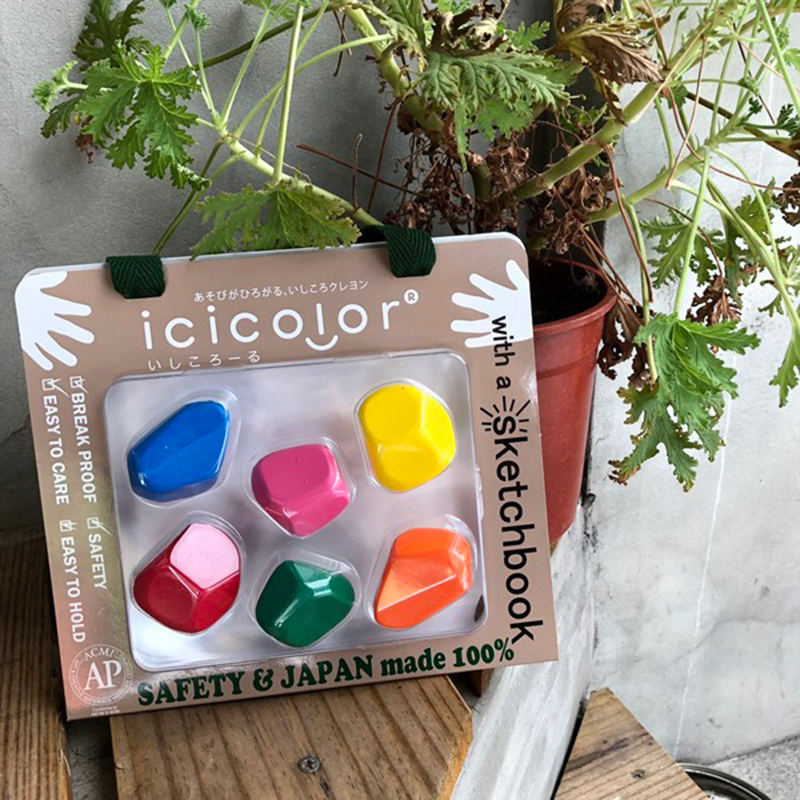 AOZORA Icicolor 滾滾石兒童安全蠟筆(6色/附本)