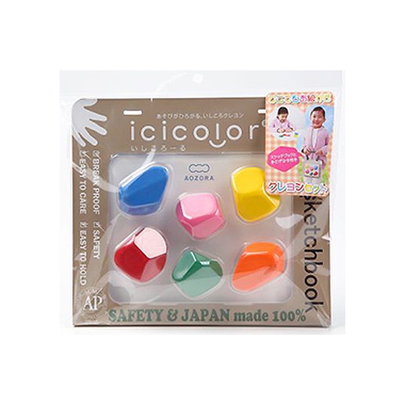 AOZORA Icicolor 滾滾石兒童安全蠟筆(6色/附本)