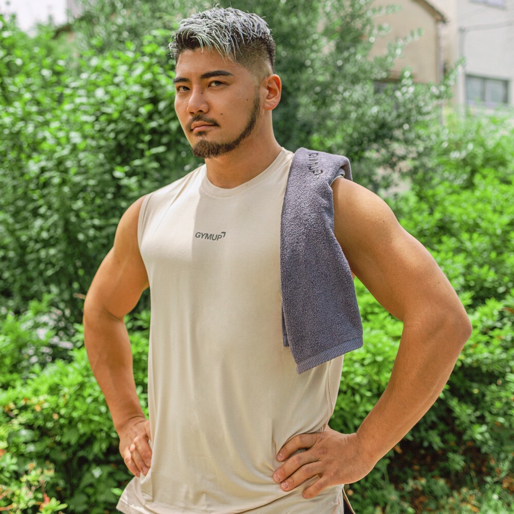 GYMUP 寬肩訓練背心 01 奶茶