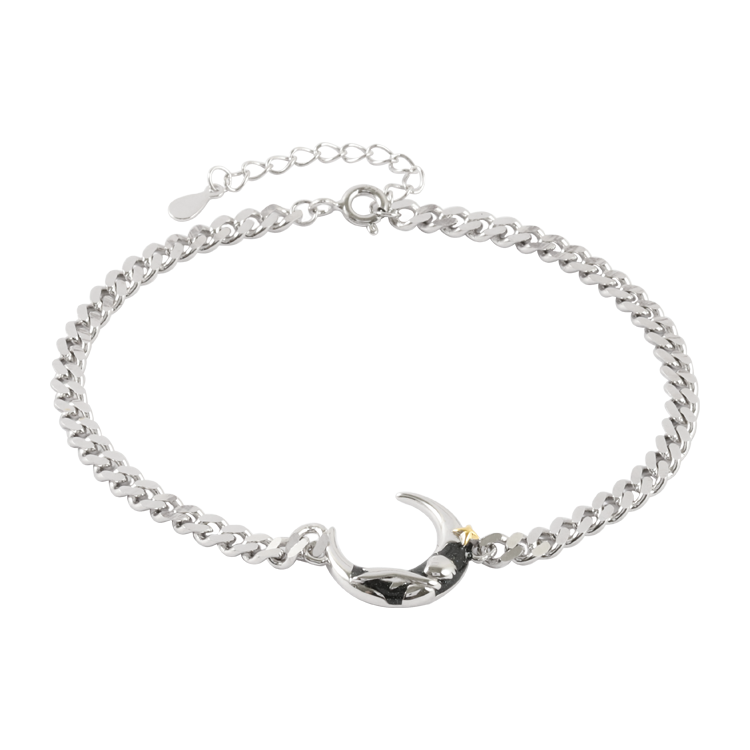 純銀手鍊，情侶手鍊 小王子與星月造型；守護著自己的愛情（3511男款）