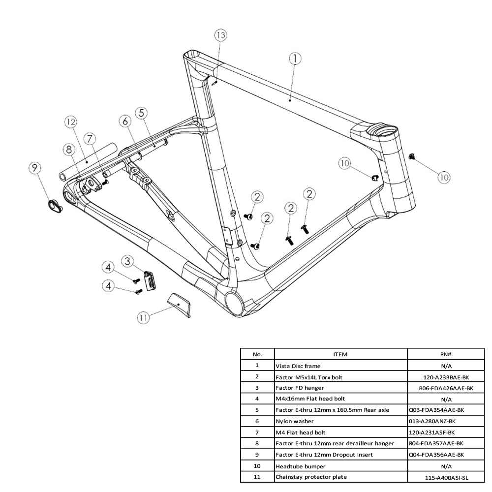 Factor Parts Vista Chainstay Protector Plate #115-A400ASI-SL