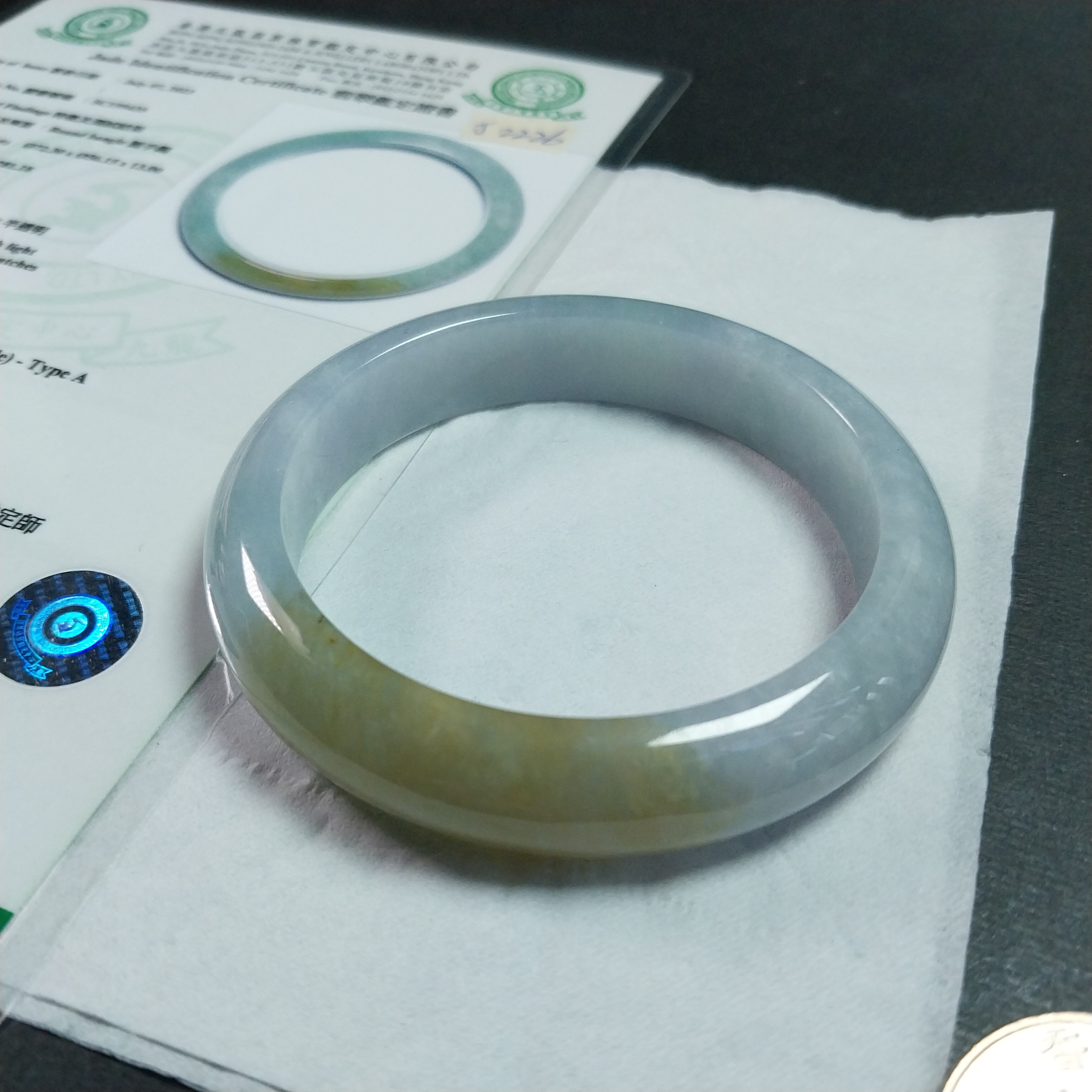J2226 冰糯天空藍黃翡福鐲 56mm (54-56)