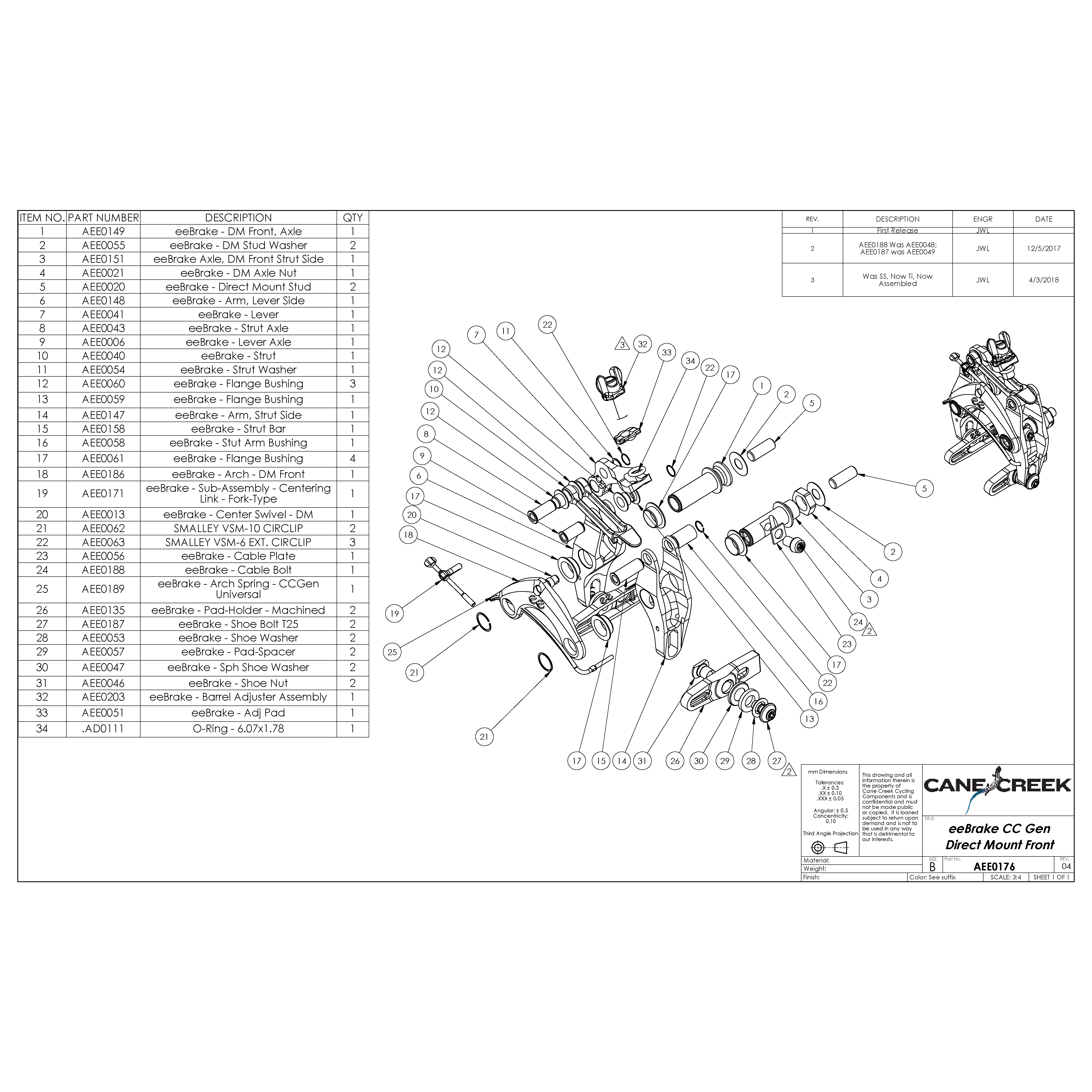 CaneCreek EEBrake Parts AXLE - STRUT #AEE0043 