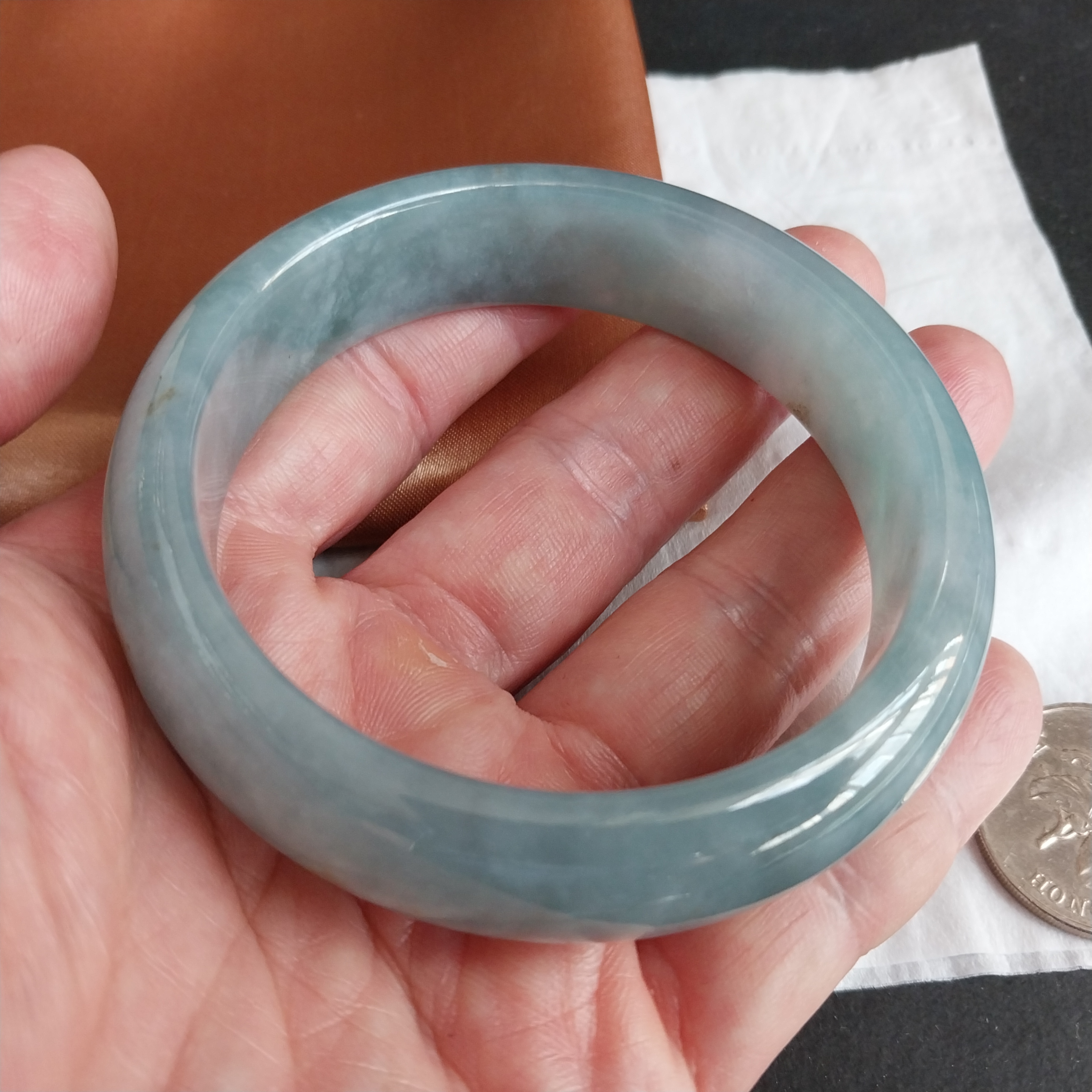 J2279 緬料冰藍水灑金平安鐲 59.6mm (58-60)