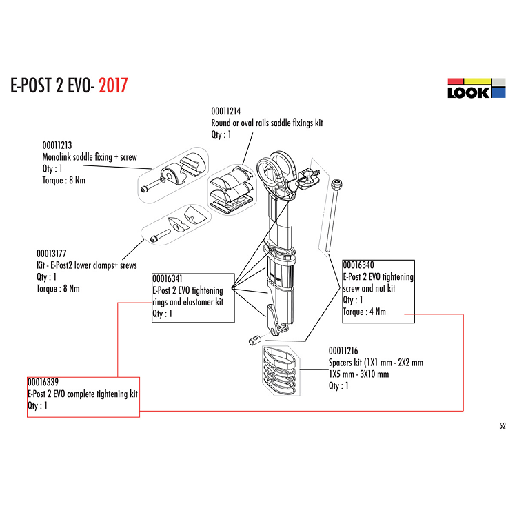 Look E-Post 2 Evo Tightening Kit Complete Set #00016339