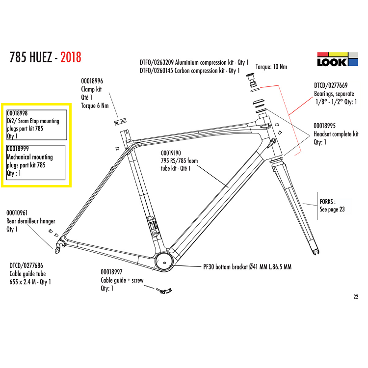 Look Mounting Plugs Kit for 785