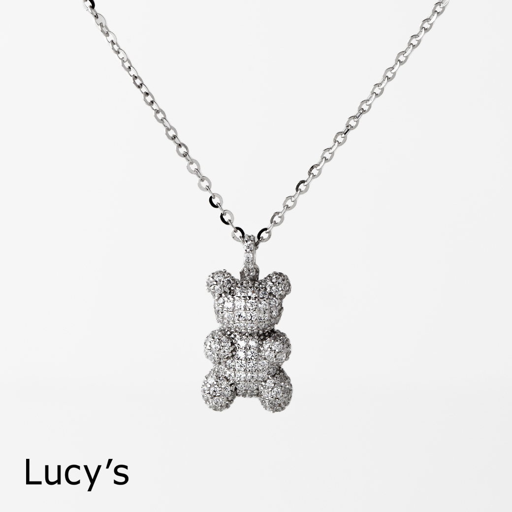 Lucys-925純銀滿鑽小熊項鍊(二色) (100039/100040)