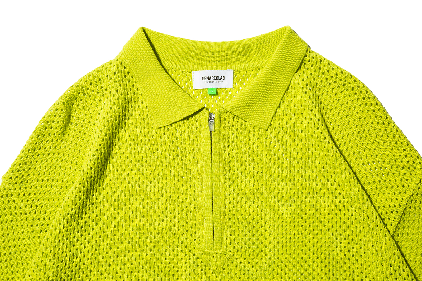 DeMarcoLab “ MESH KNIT ZIP POLO " (Lime)