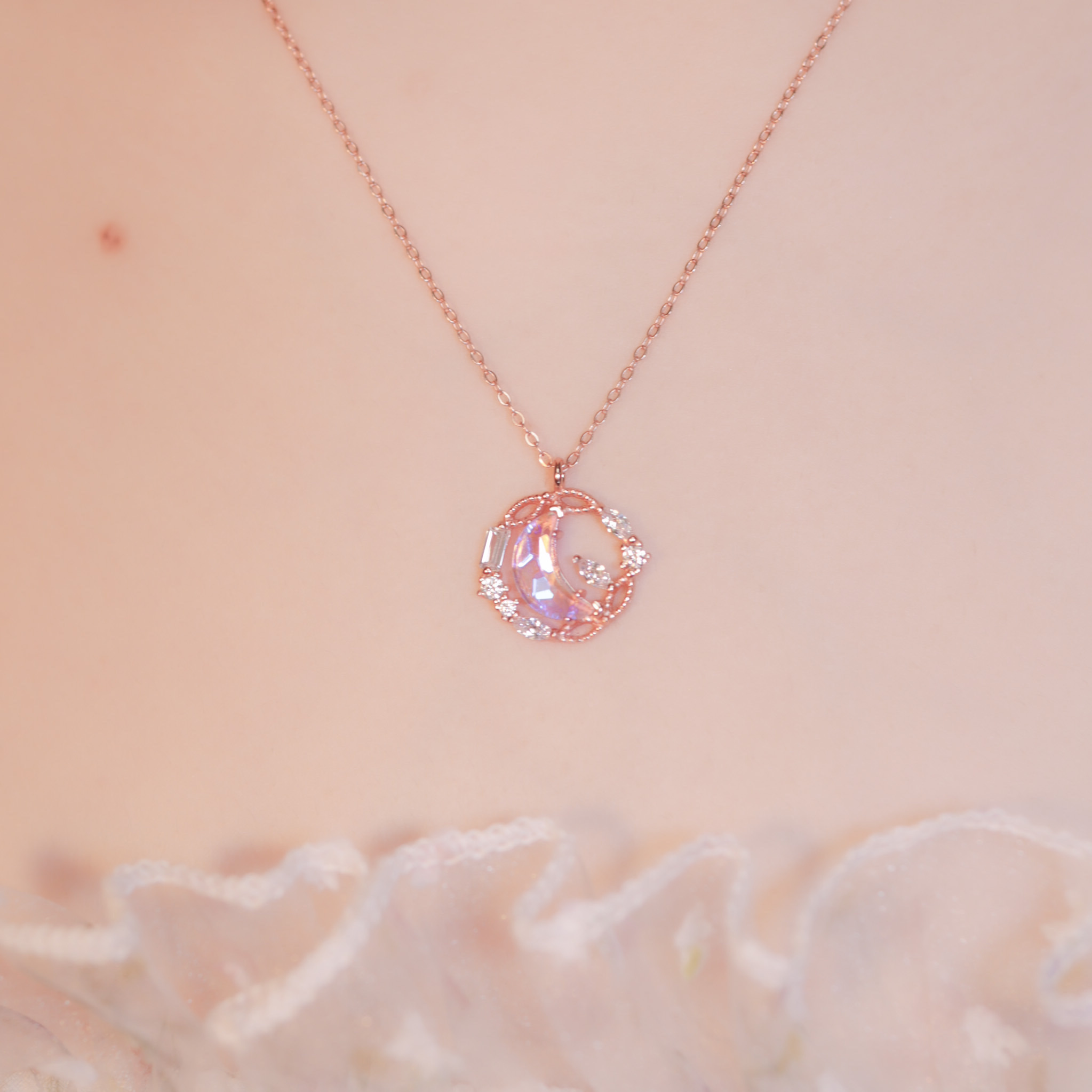 | 925 Silver・ Rose Gold | The Moon Romance Necklace  | NE0662 |