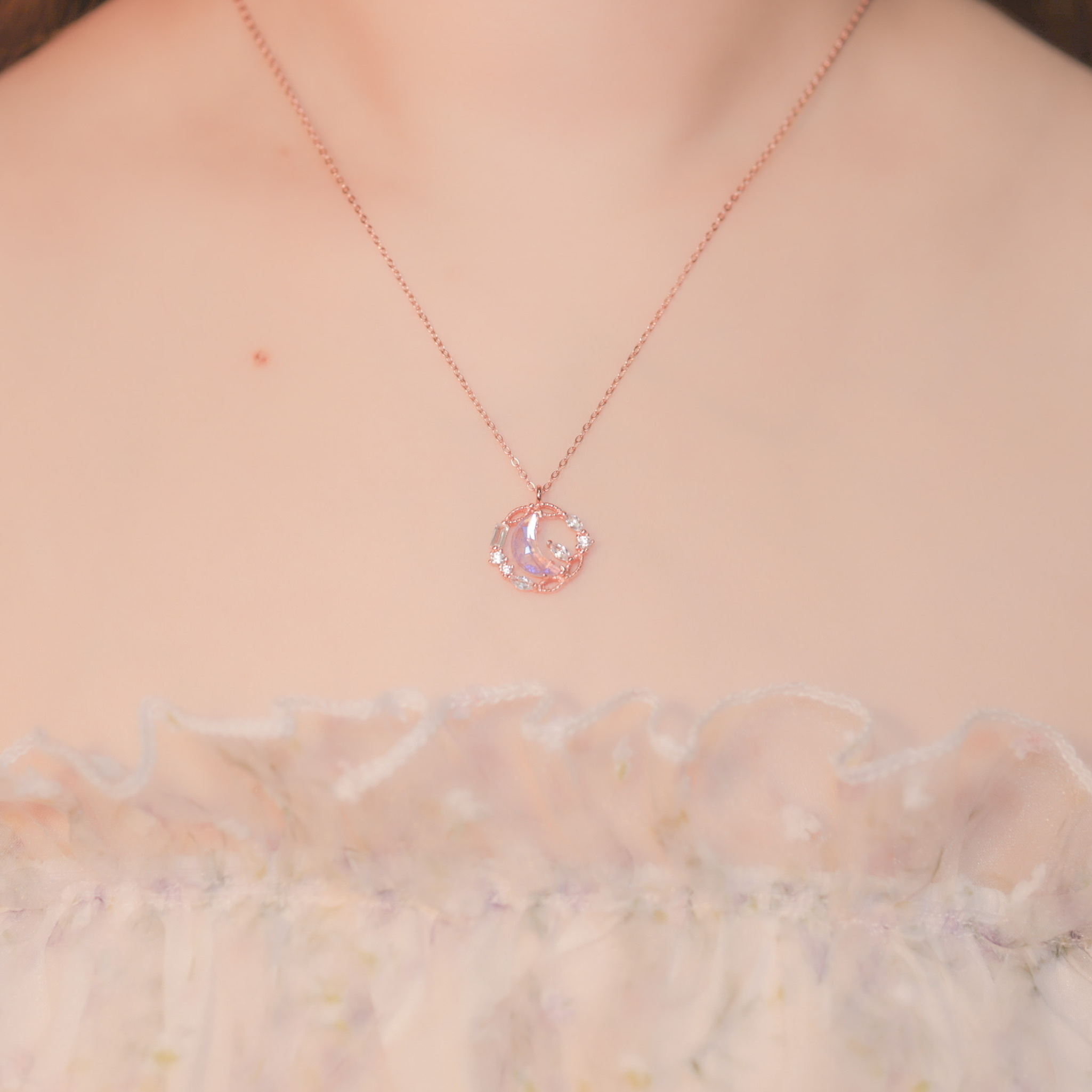 | 925 Silver・ Rose Gold | The Moon Romance Necklace  | NE0662 |