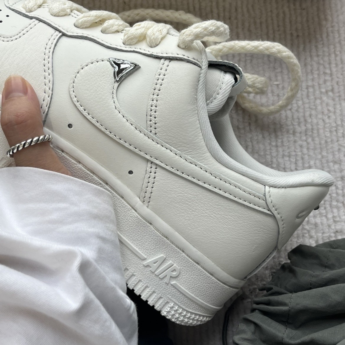 Nike Air Force 1 Low Sail Chrome 麻繩銀角 米白 奶油  FJ4559-133