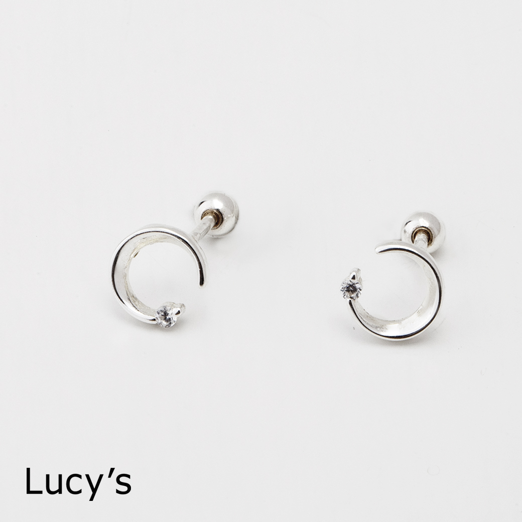 925純銀 C圈鑽 轉珠耳環 (107452/107453/107454)