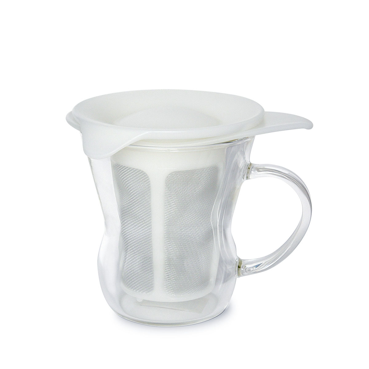 日本HARIO 200ml 玻璃耳杯連茶隔-白 -OTM-1NW