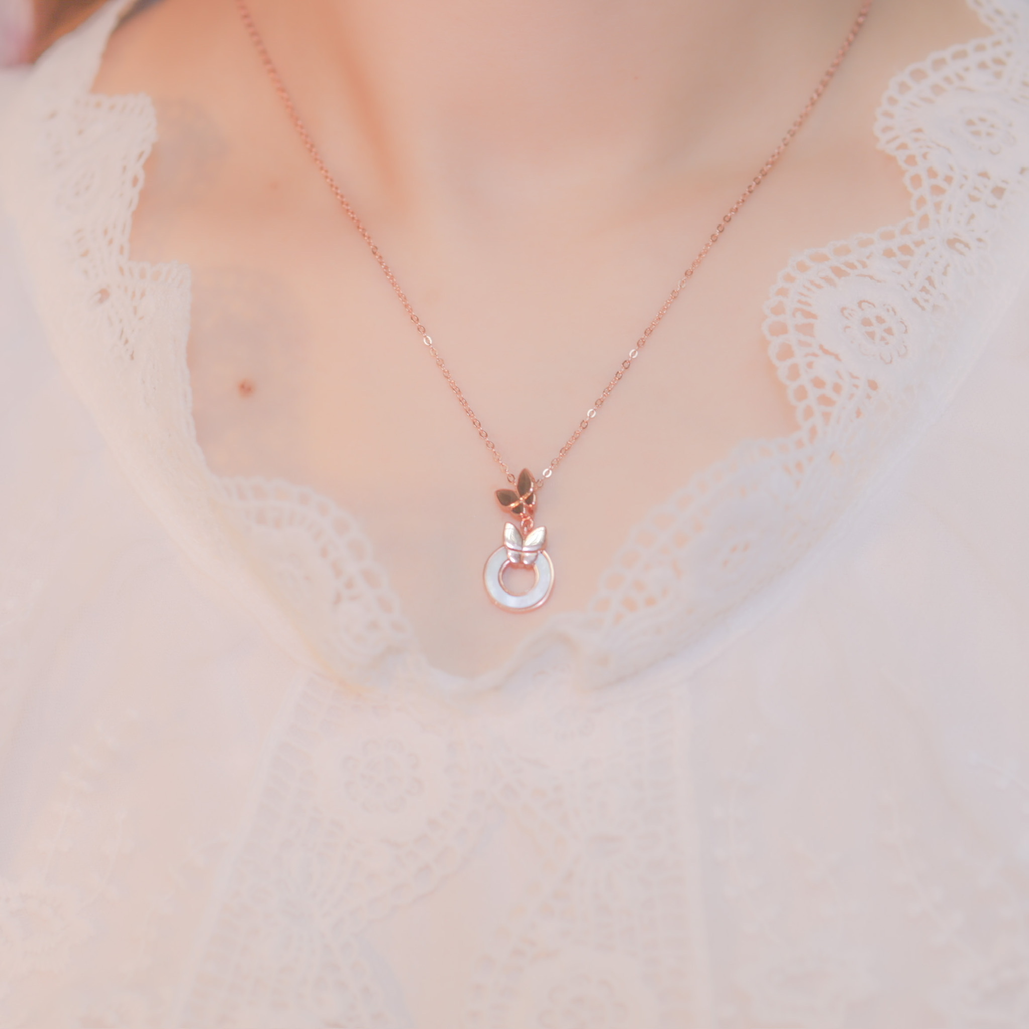 | 925 Silver・ Rose Gold | Butterfly Angel Necklace  | NE0753 |