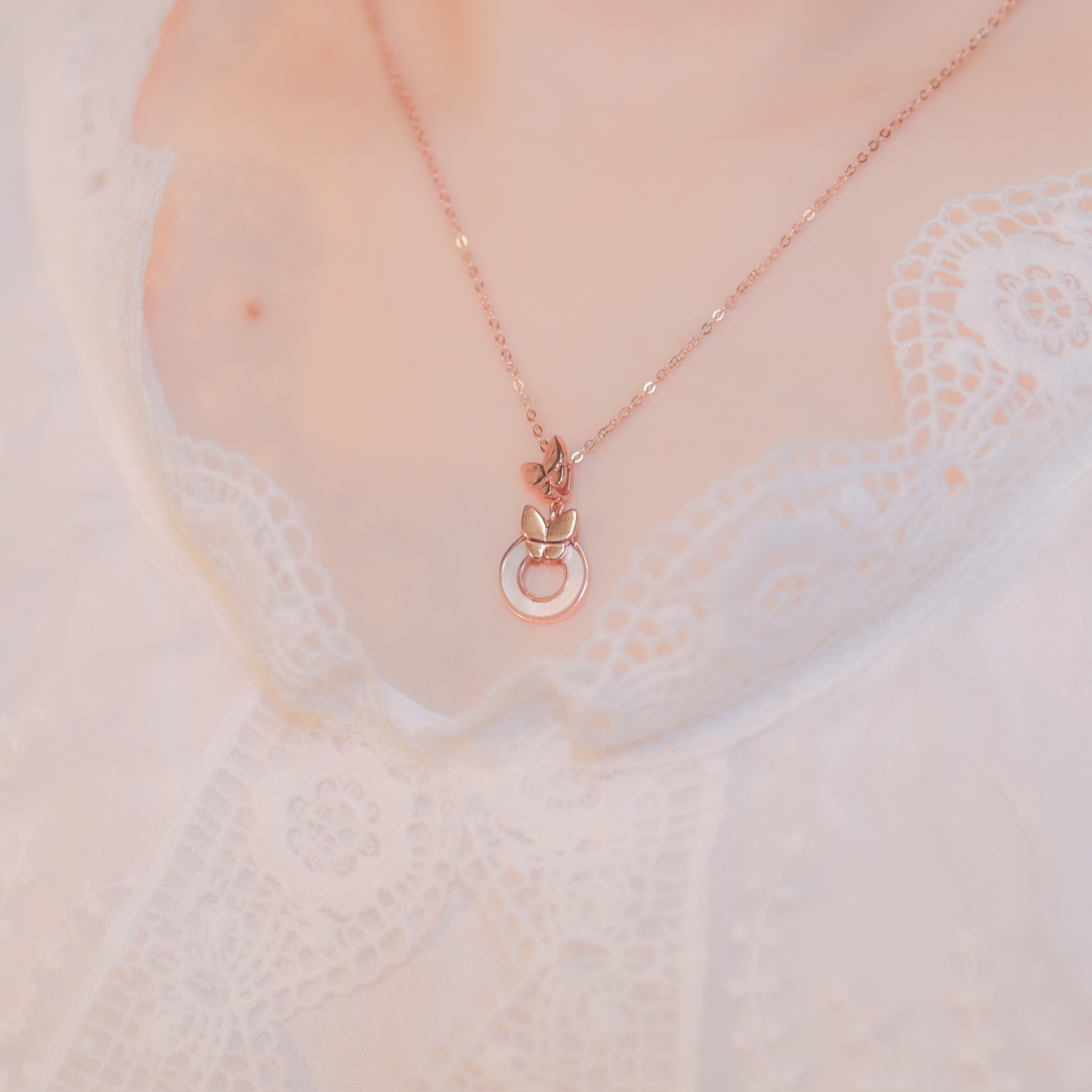 | 925 Silver・ Rose Gold | Butterfly Angel Necklace  | NE0753 |