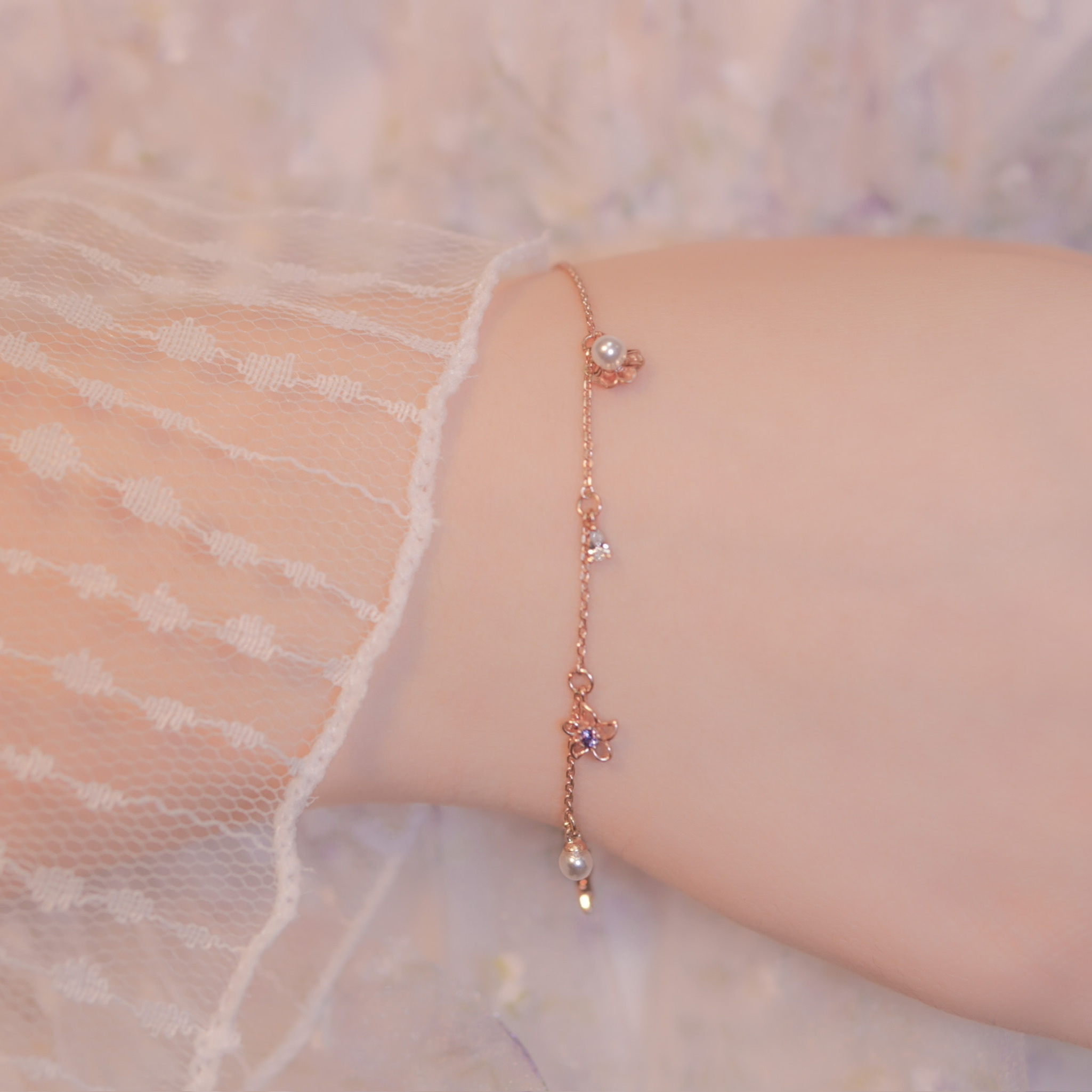 | 925純銀・厚鍍玫瑰金 | 海洋派對手鏈 | BR0365 |