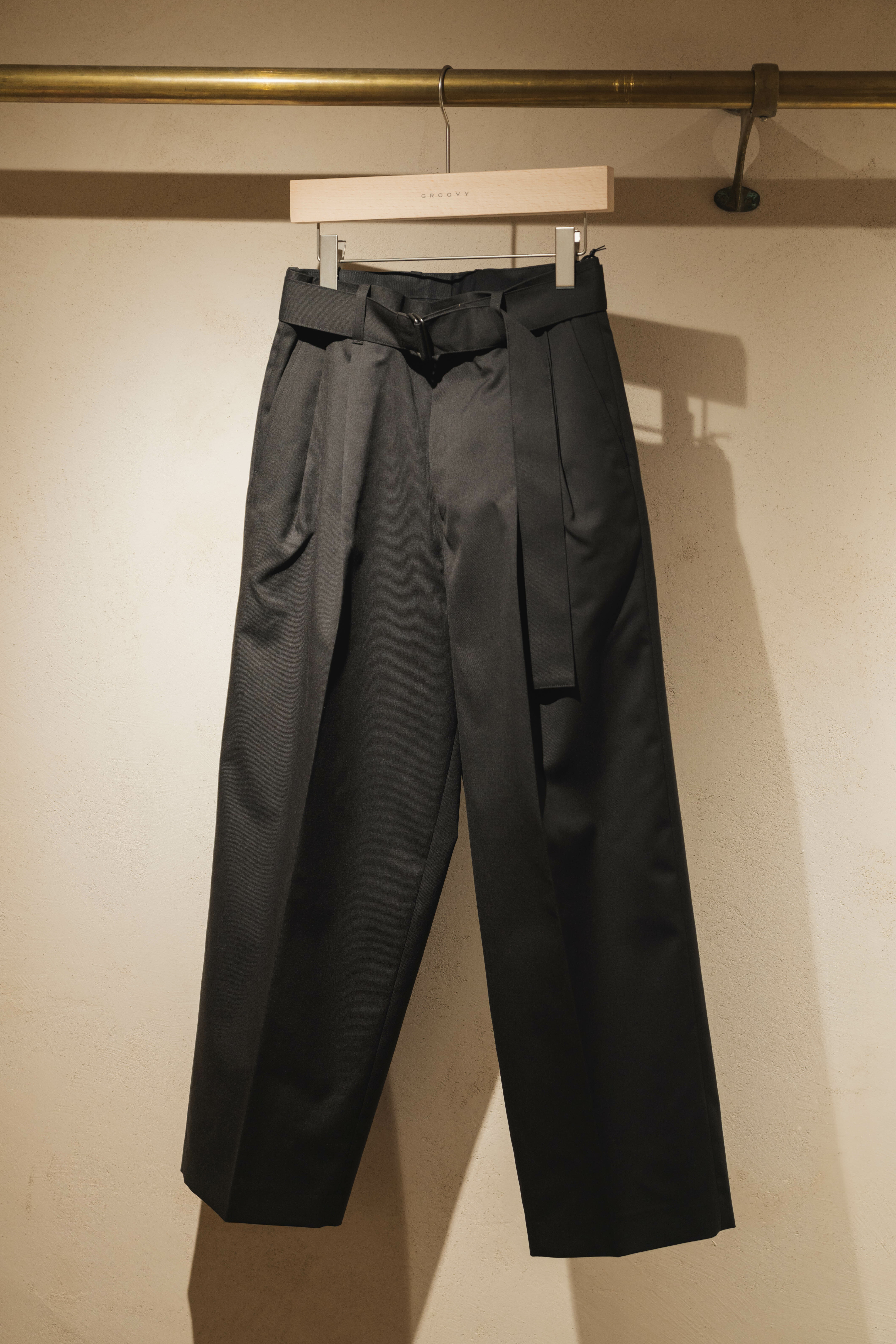 stein BELTED WIDE STRAIGHT TROUSERS (2COL)