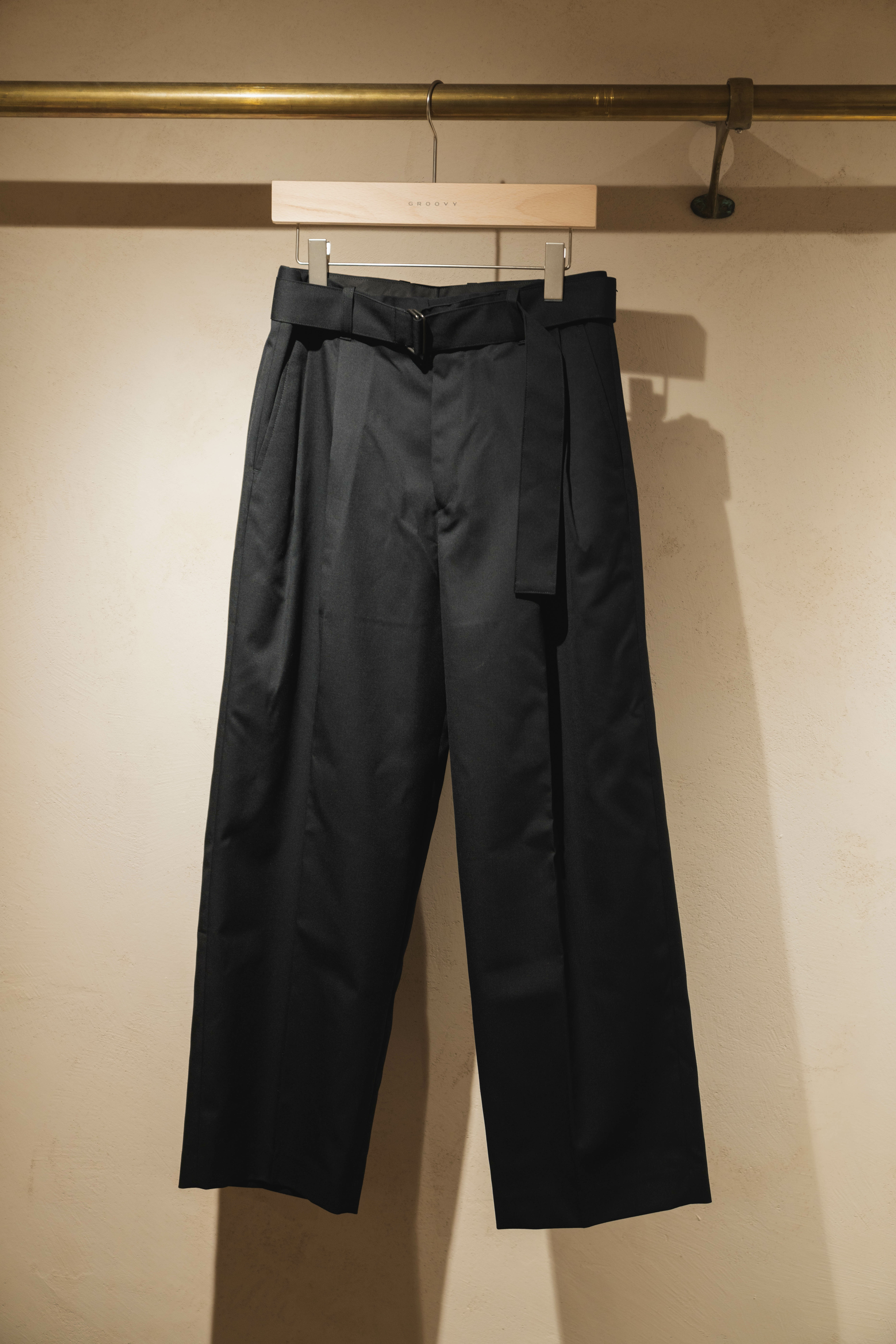 stein BELTED WIDE STRAIGHT TROUSERS (2COL)