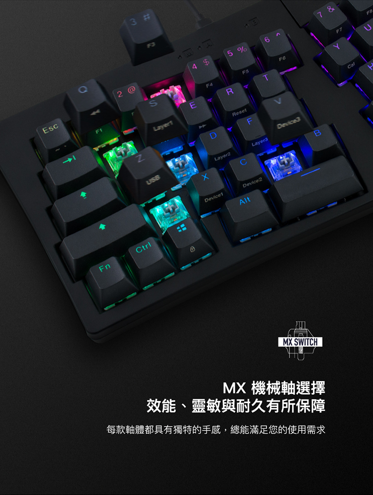 MISTEL 密斯特】 MD600 ALPHA 左右手分離BT 雙模無線RGB 機械式鍵盤英文版