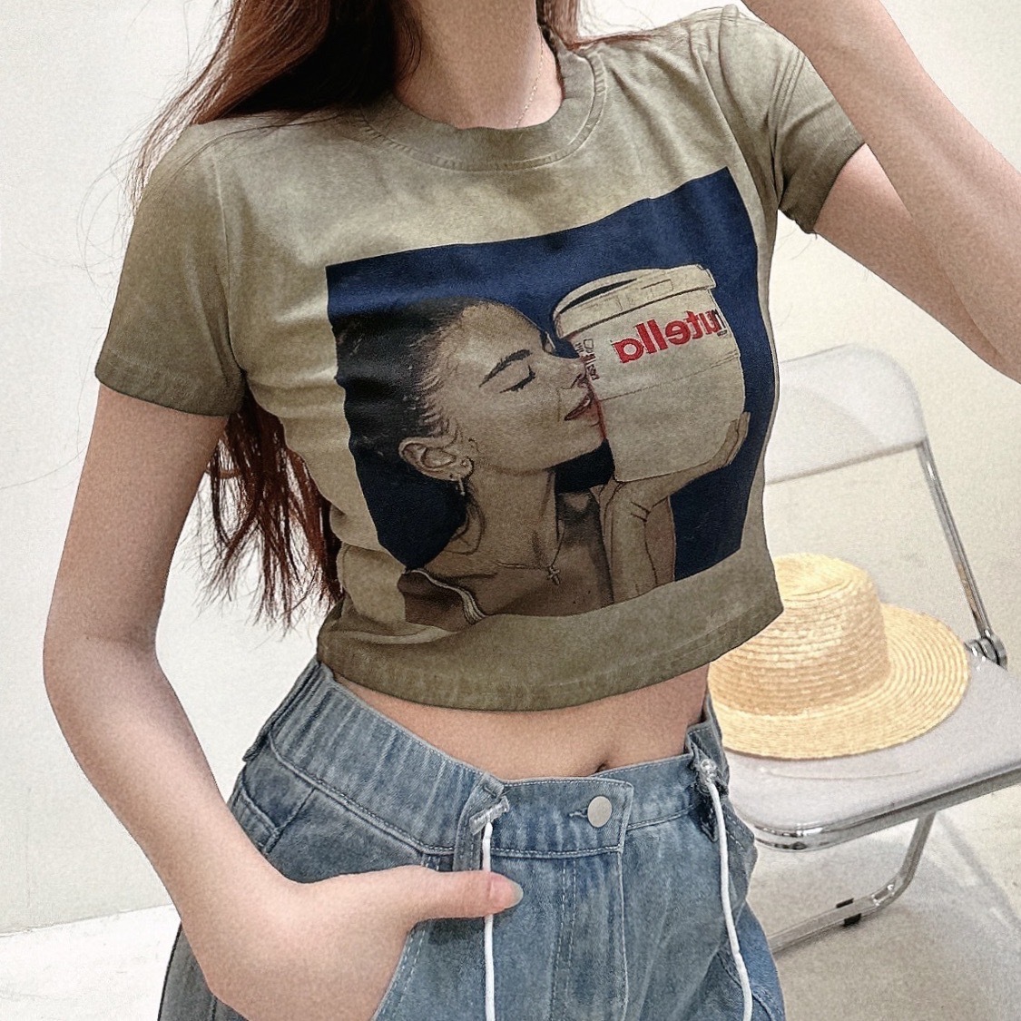 美式復古相片短版TEE/二色