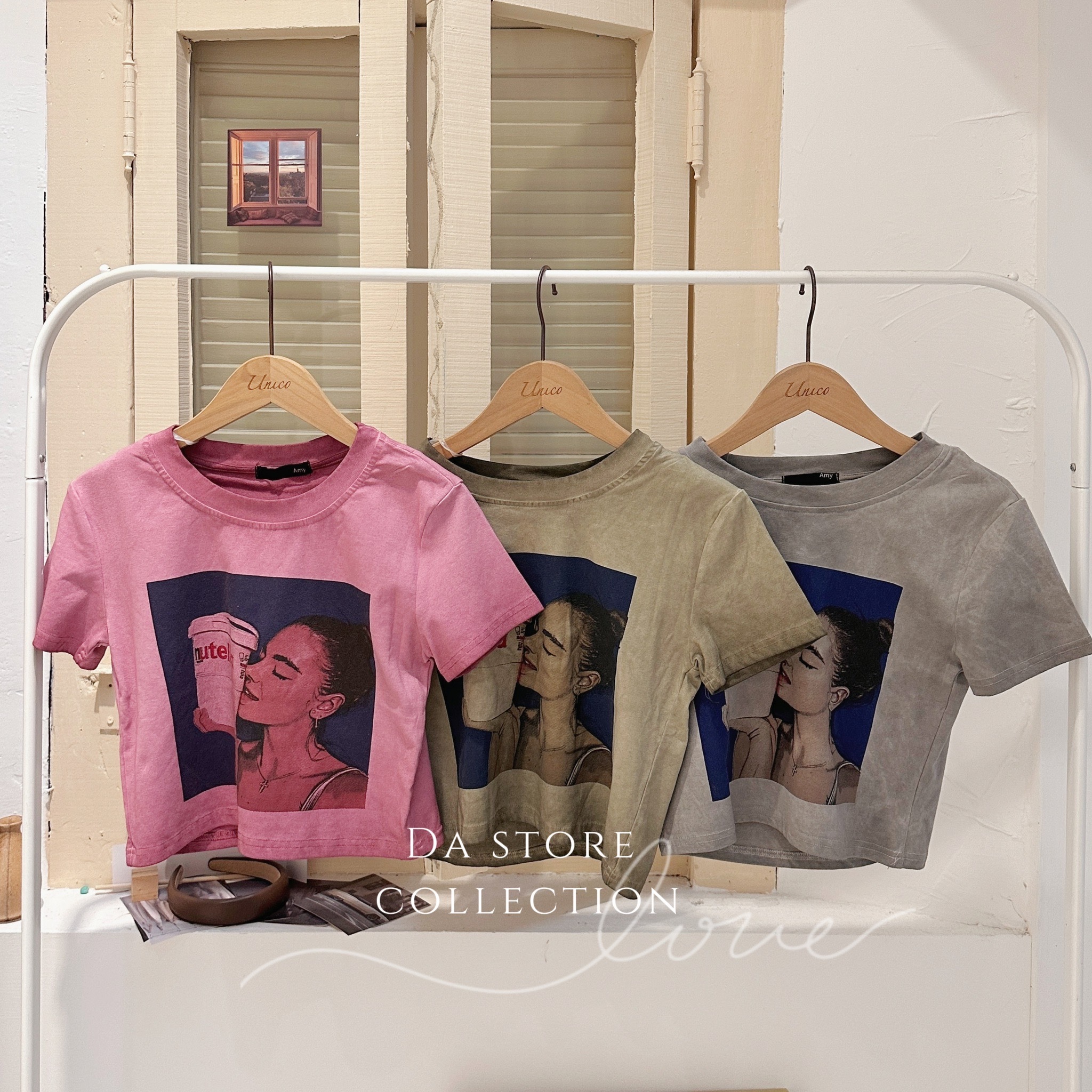 美式復古相片短版TEE/二色