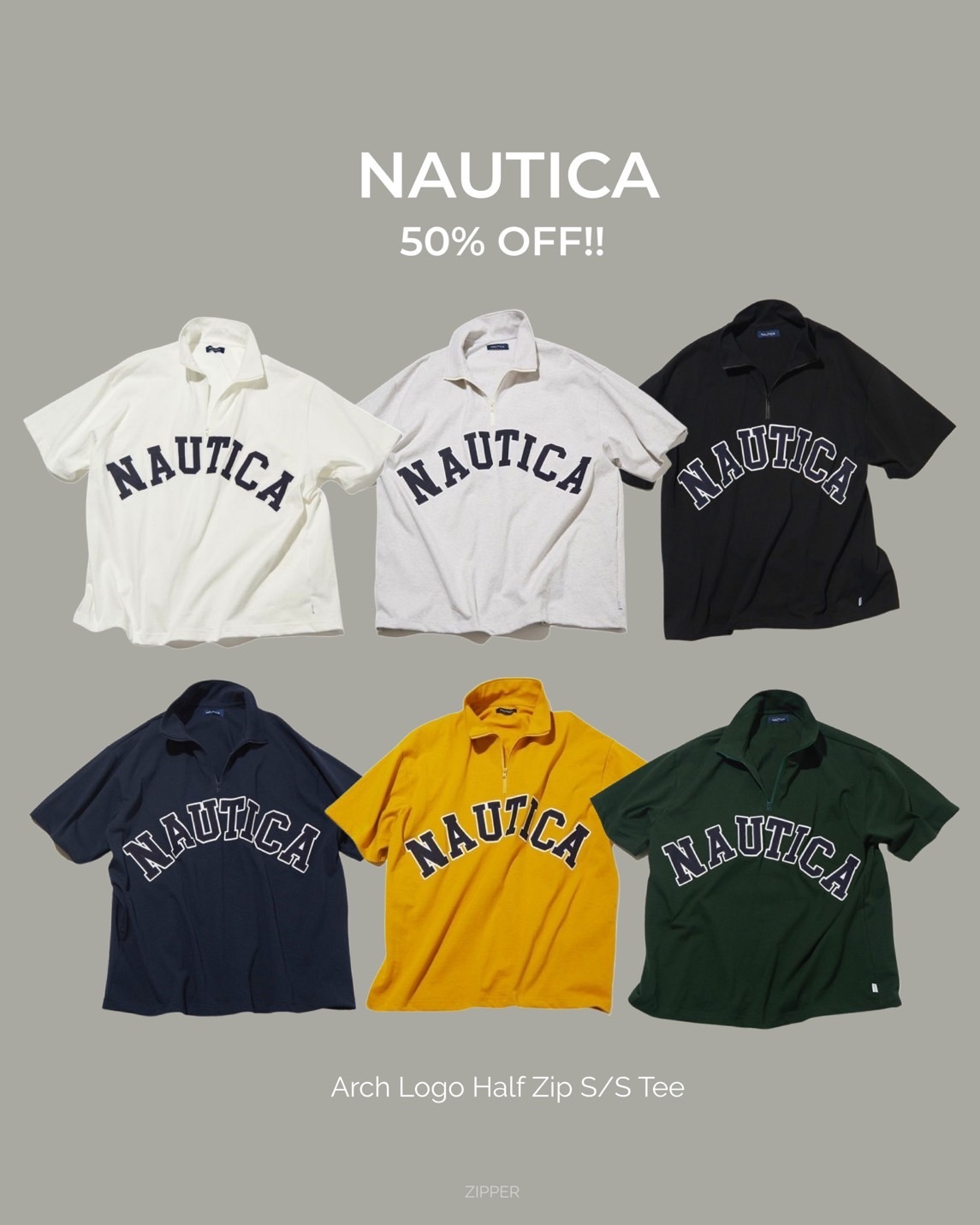 日線NAUTICA Arch Logo Half Zip S/S Tee 半拉鍊