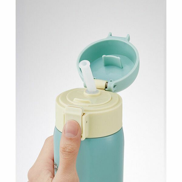 按鈕式不鏽鋼水瓶附吸管 龍貓 480毫升(具保冷功能)