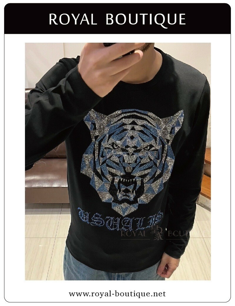 USUALIS 藍鑽虎頭薄長T