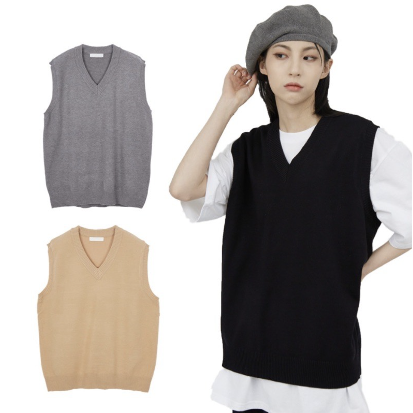 韓國 Raucohouse （SALE) V10 素面針織背心 外搭 針織 背心 搭配 韓系