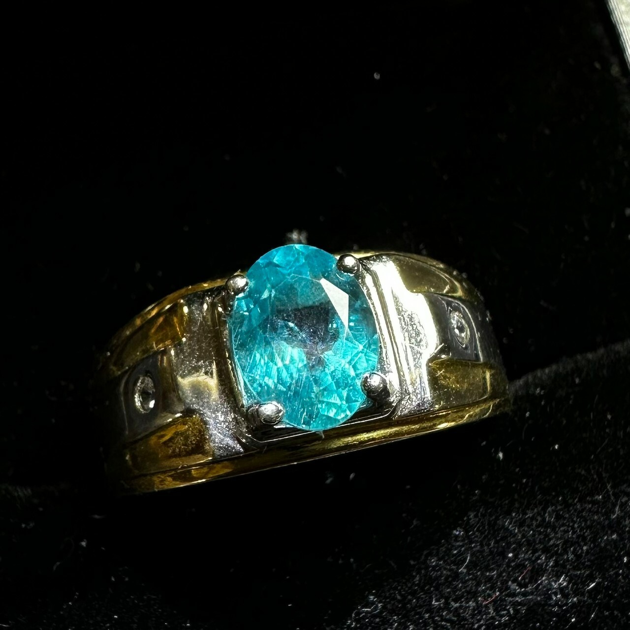 925銀帕拉伊巴色托帕石男戒