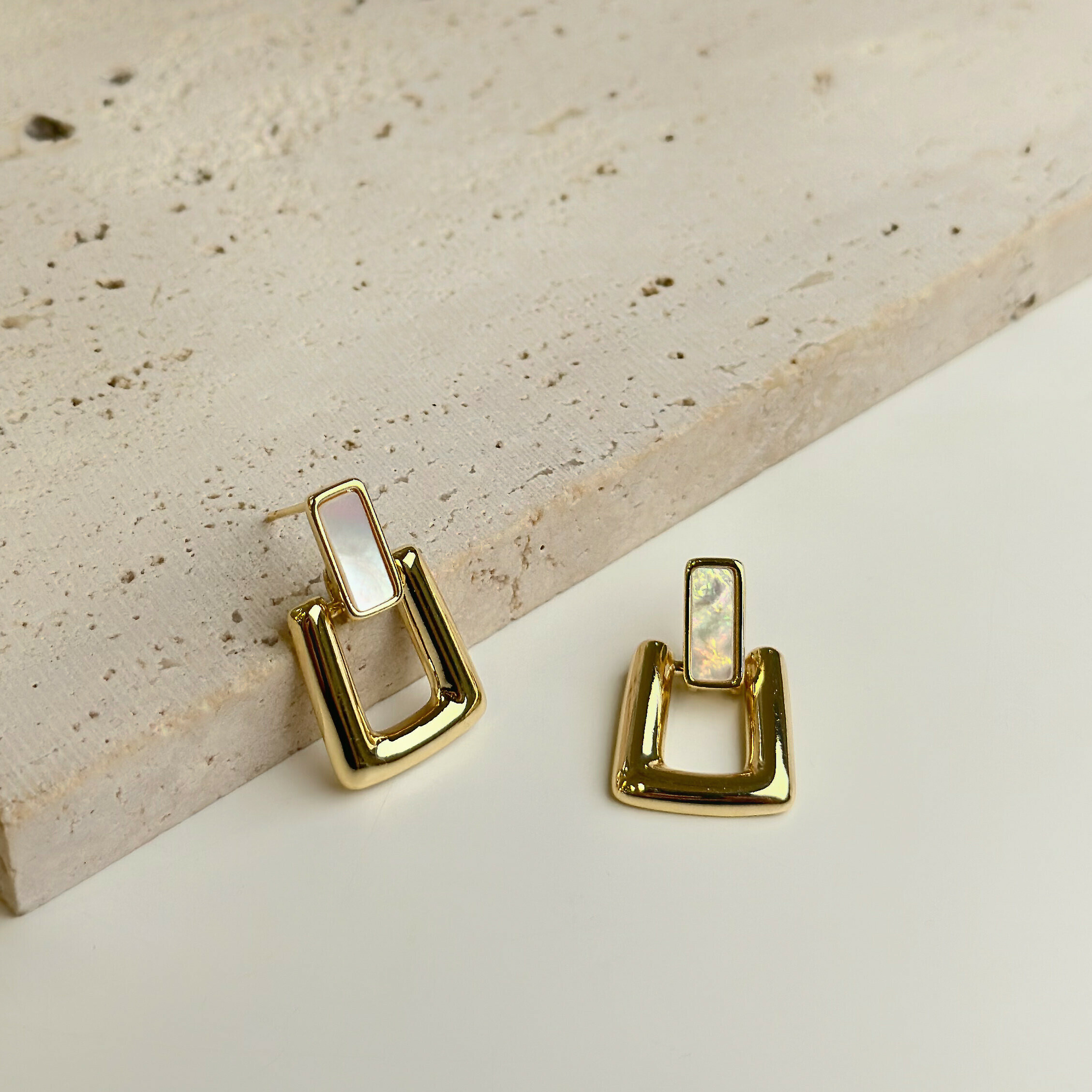 涵義．白貝素面方塊小垂吊