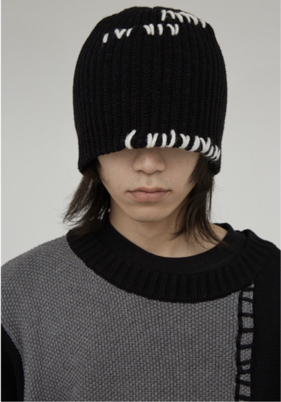 韓國 Raucohouse 針織 解構 脫線 縫線 毛帽 設計款