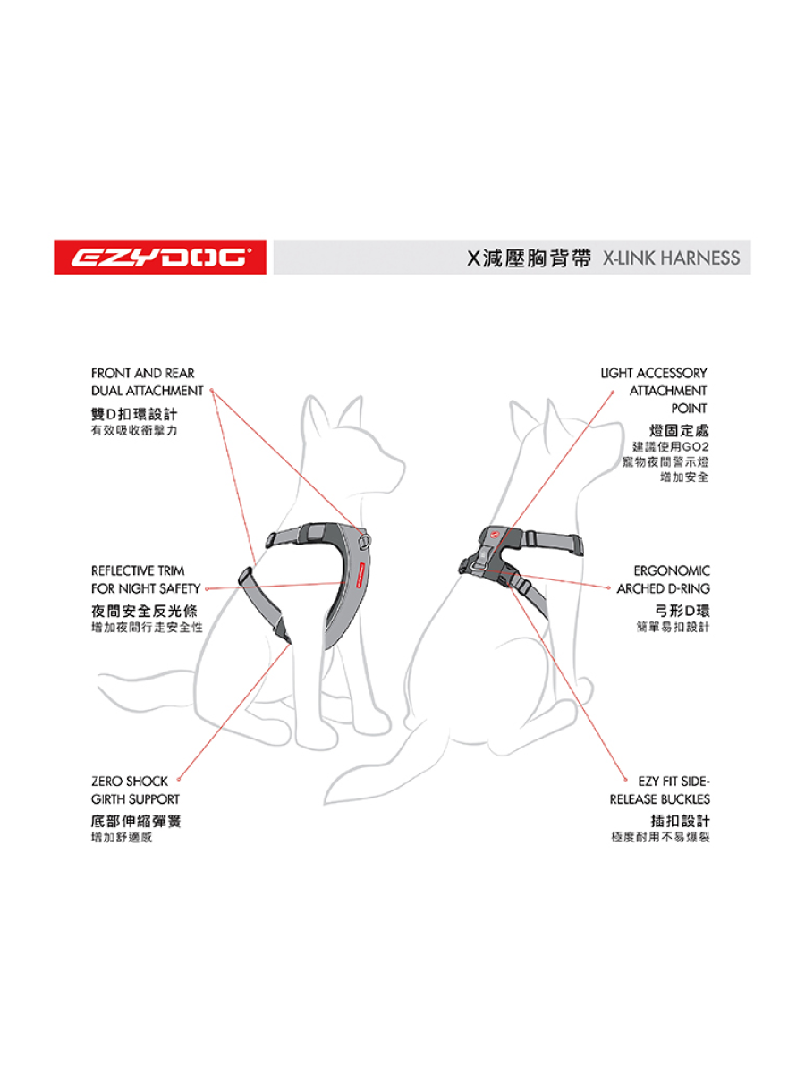 【澳洲EZYDOG】X減壓胸背帶｜粉紅