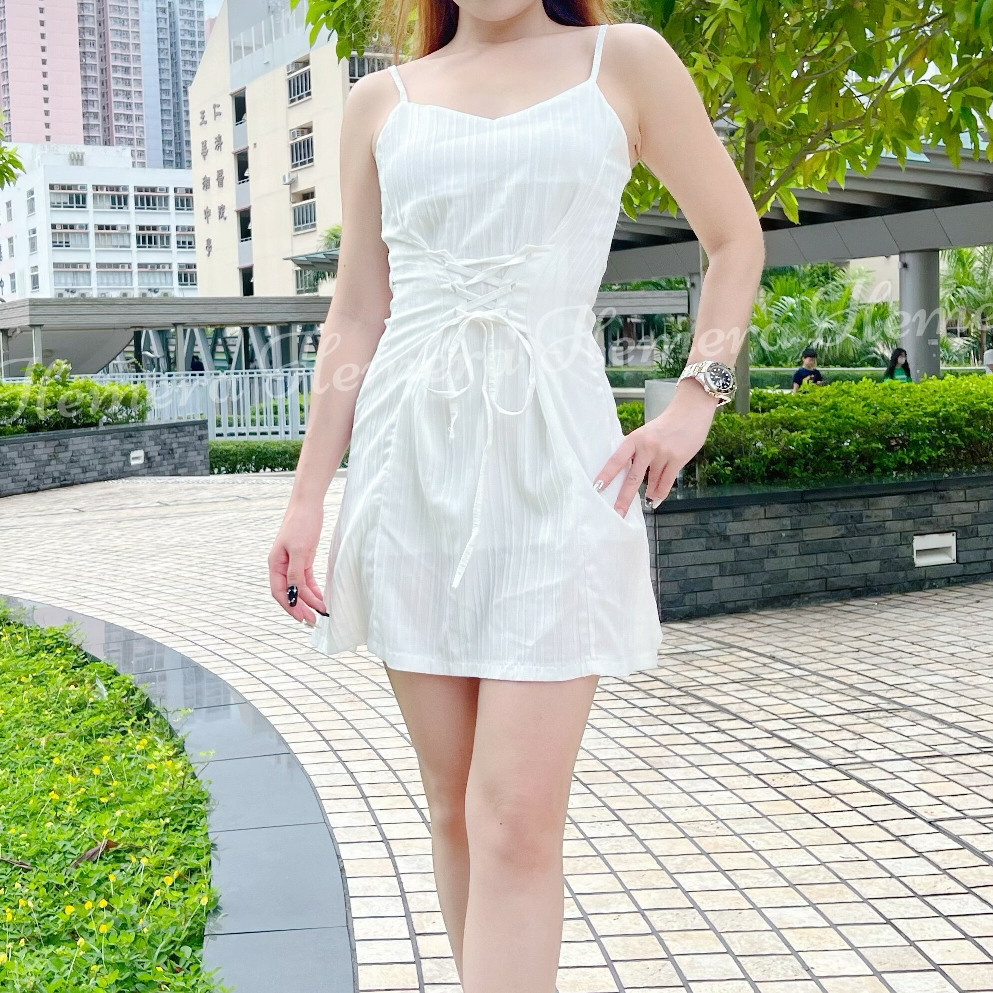 DR23S0820 夏日棉質沙灘傘形連身裙