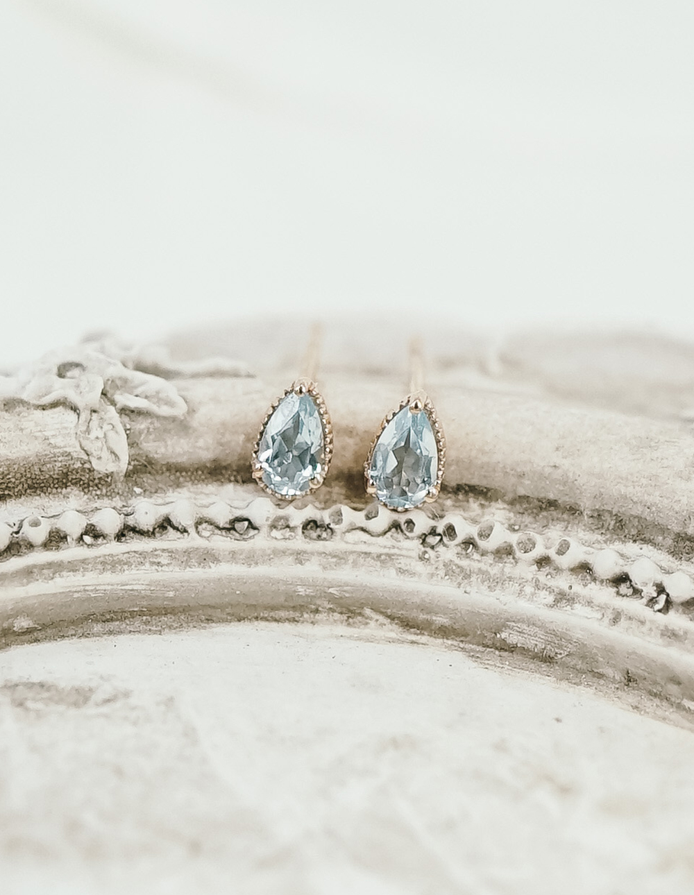 925 純銀天然石立體切割水滴耳環