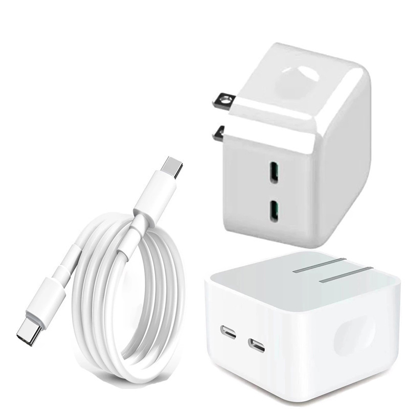 【 GaN氮化鎵35W雙孔type-c PD快充配套組合】35W雙孔Type-C充電頭 充電器 PD快充 適用蘋果iPhone iPad Macbook