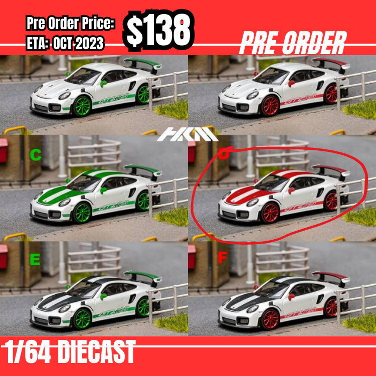 PO-$138 * HKM * 1:64 911 (991) GT2 RS Carrera RS Tribute White w/ Red Hood [12/08]