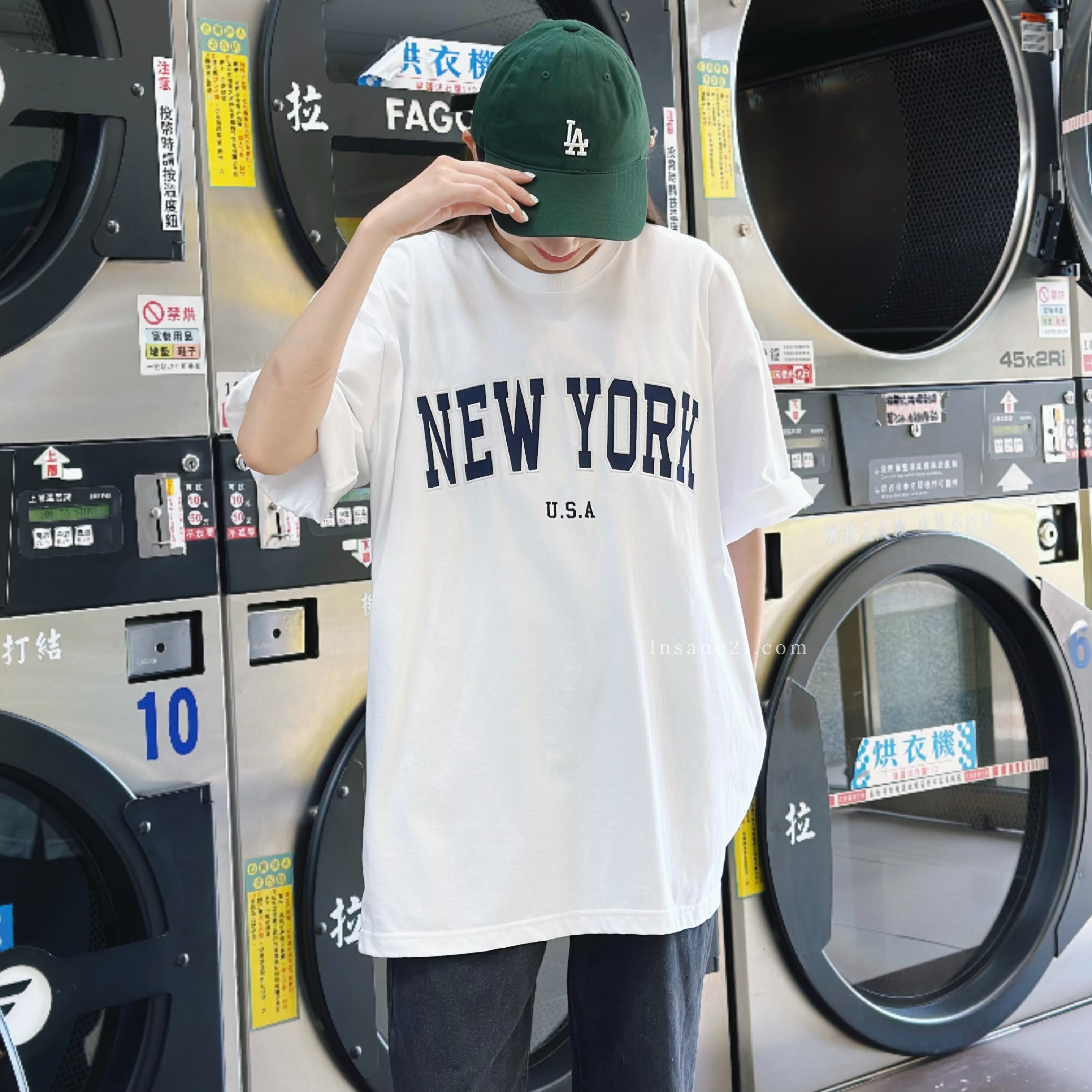 U.S.A紐約刺繡 短TEE 黑//白//淺灰//綠