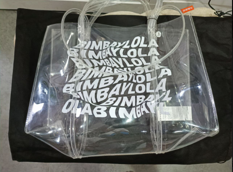 [S] BIMBAY CLEAR TOTE BAG WITH WHITE LOGO PRINT, SBY96 (SBY96)