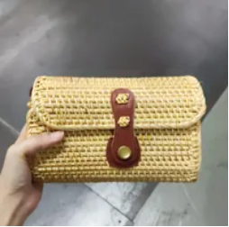 [S] SHELTERCAST SC22-2-20-113-010 RATTAN CROSSBODY BAG NATURAL/BROWN FAUX LEATHER STRAP,NATURAL ,(FINAL SALE) 810128850445 (SZZ221)