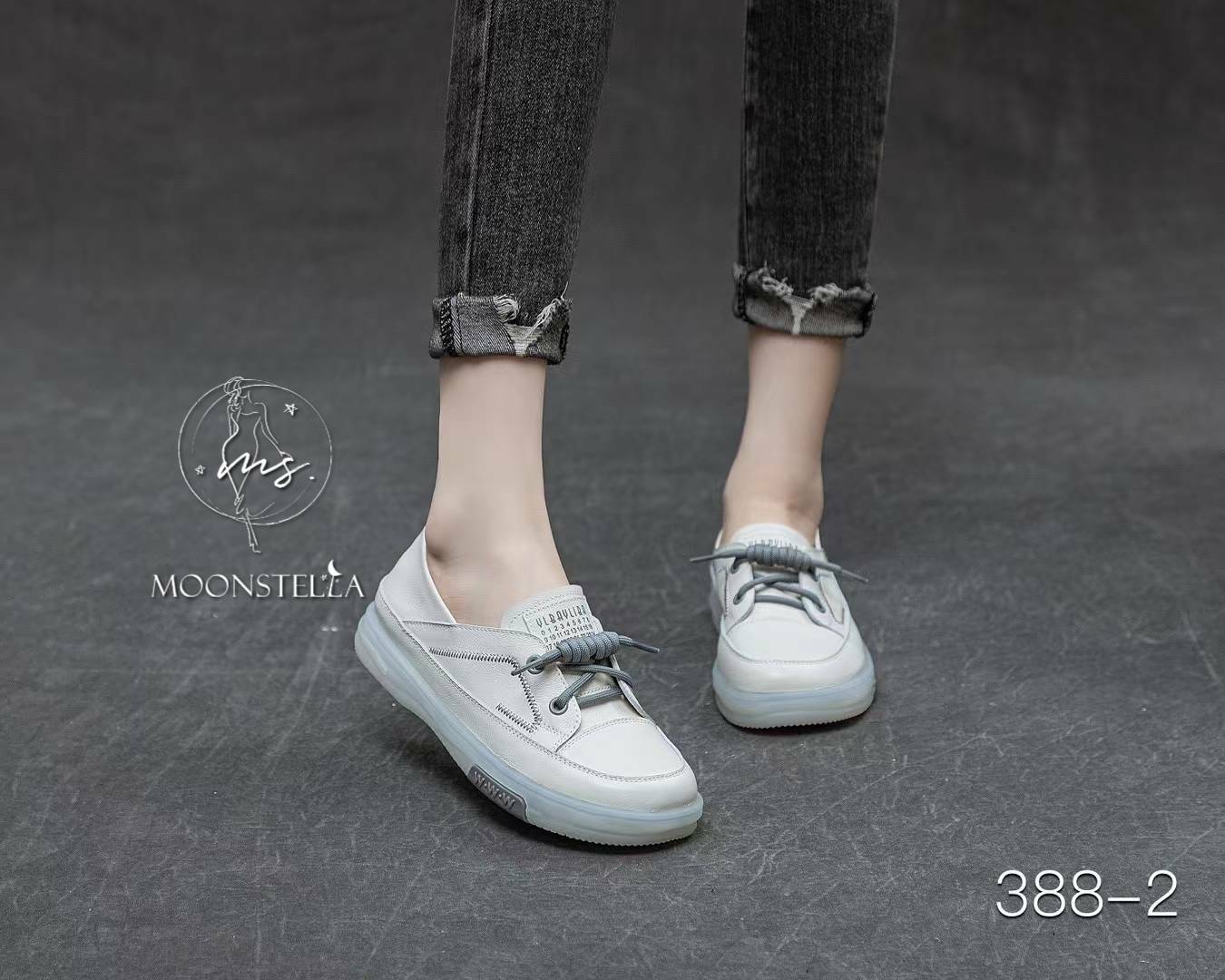 大尺碼淺口牛皮軟QQ休閒鞋