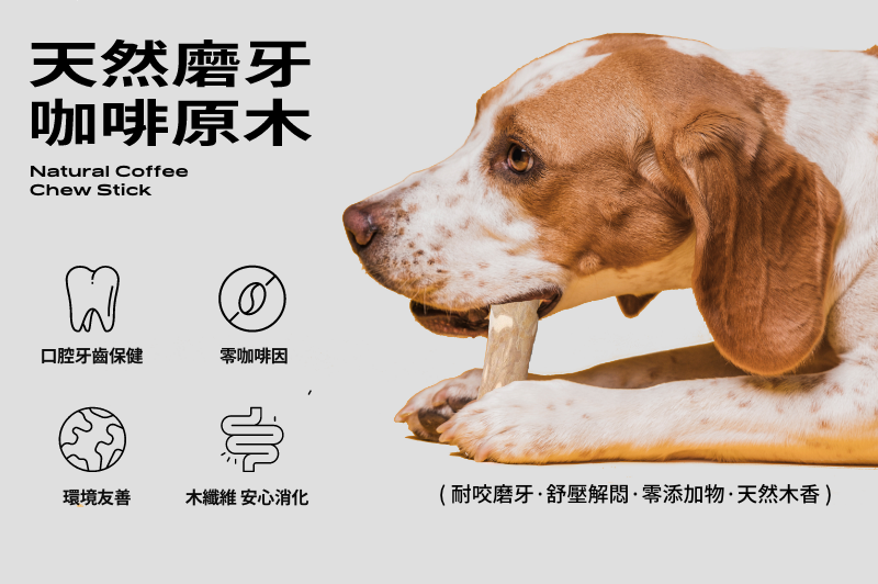 天然磨牙咖啡原木, 耐咬,磨牙,潔牙,舒壓, 100%全天然