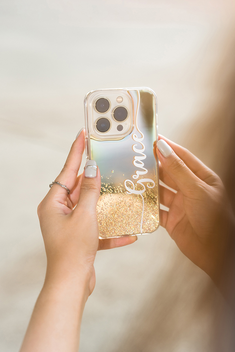 閃耀鏡面殼(金) - 莉莉闆娘 - (訂製名字) iPhone客製化手機殼