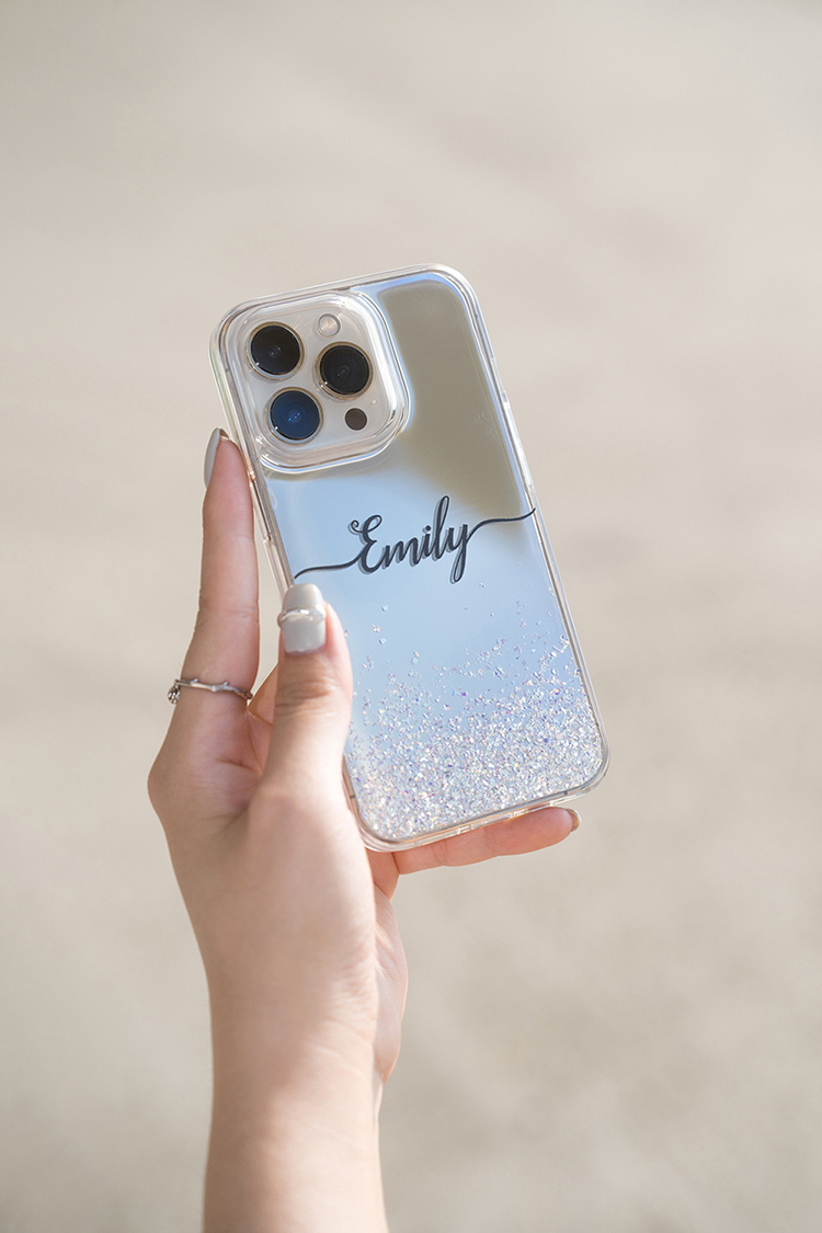閃耀鏡面殼(銀) - 妳的姓名 - (訂製名字) iPhone客製化手機殼